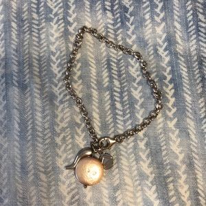 Sterling silver and single pearl bracelet